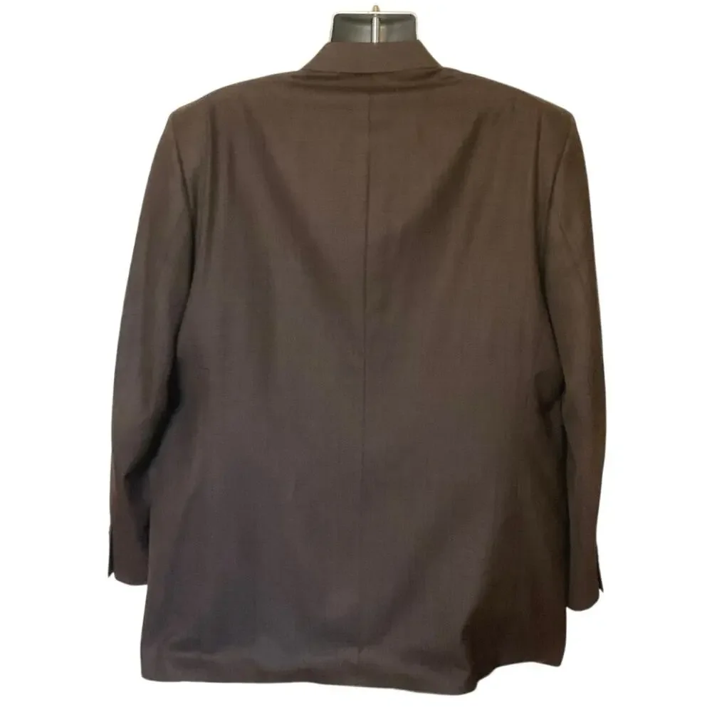 Robert Villini Couture Men’s 48L Brown Silk Wool Sport Coat Blazer 3 Button